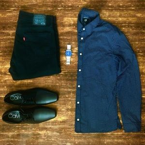 H&M Men’s Blue Polka Dot Slim Fit